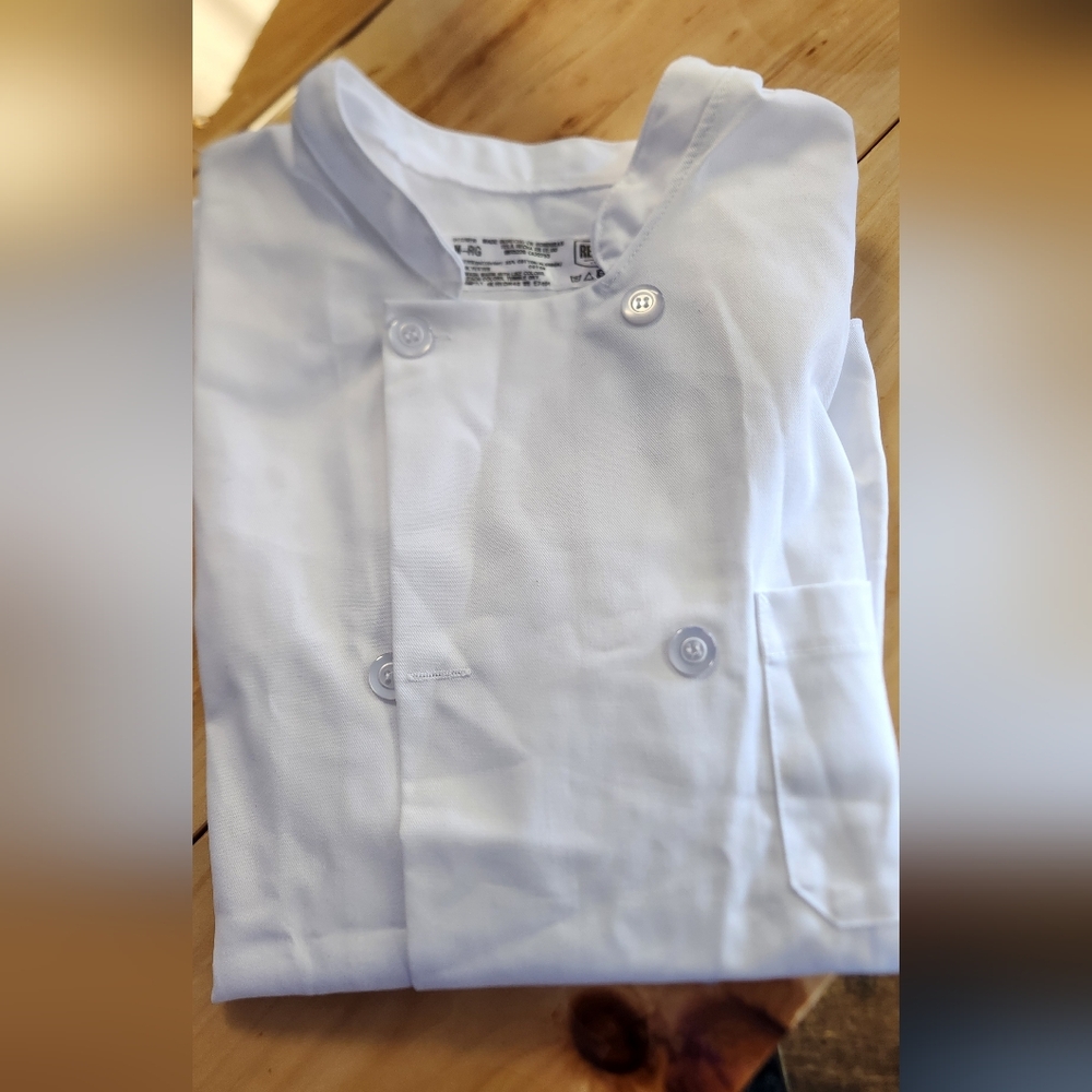 Chef Coat Red Kap 8 Pearl Botten White